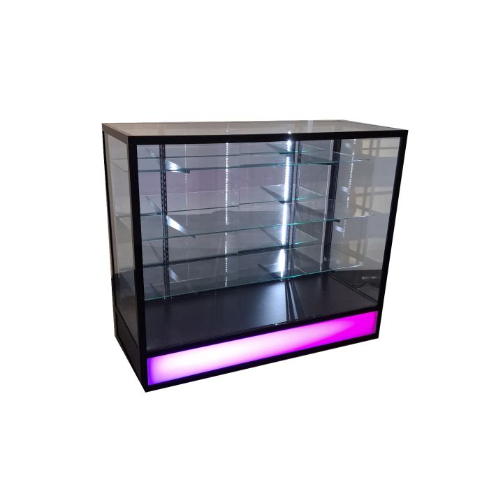 48” LED Retail Display Showcase with RGB Lighting | Glass Counter Display Case