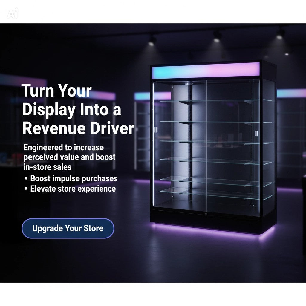 72” LED Retail Display Case with RGB Lighting | Glass Showcase Cabinet