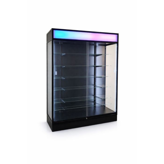 72” LED Retail Display Case with RGB Lighting | Glass Showcase Cabinet
