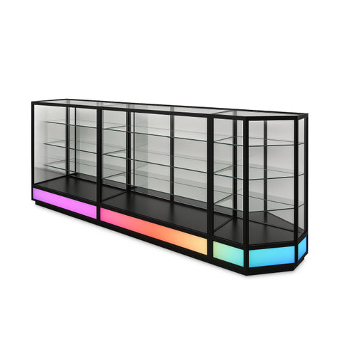 48” LED Retail Display Showcase with RGB Lighting | Glass Counter Display Case